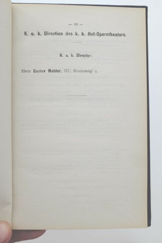 GUSTAV MAHLER Vienna Court Opera Yearbook Jahrbuch K.  K.  Hofoper Wien 1899 rare 2