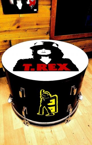 T.  Rex Marc Bolan Upcycled Bass Drum Coffee Table With Internal Storage.