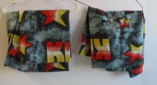 Set Of 2 Vintage Rock Band Kiss Window Curtains With Stars