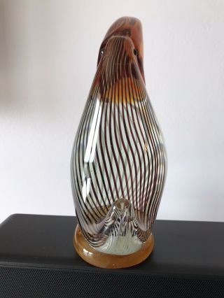 Vintage Murano Pelican Bird Filigrana Stripe Dino Martens MCM Art Glass Italy 4