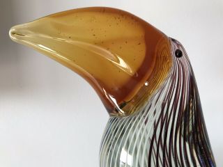Vintage Murano Pelican Bird Filigrana Stripe Dino Martens MCM Art Glass Italy 5