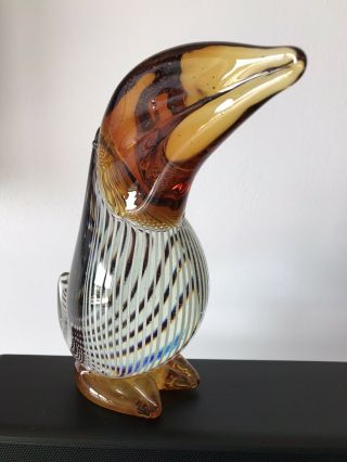 Vintage Murano Pelican Bird Filigrana Stripe Dino Martens MCM Art Glass Italy 6
