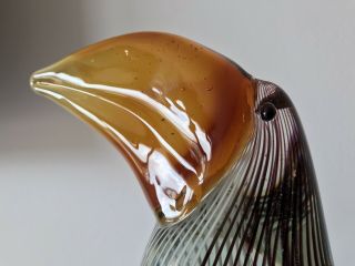 Vintage Murano Pelican Bird Filigrana Stripe Dino Martens MCM Art Glass Italy 7