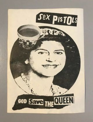 Sex Pistols 1977 Teacup Flyer God Save The Queen Silver Jubilee