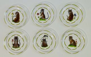 Set Of 6 Lynn Chase Tiger Raj Canapé Plates Glass Gold Details Serving Party
