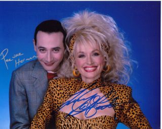 Dolly Parton Peewee Herman Rare Signed By Both 8x10 Photo With