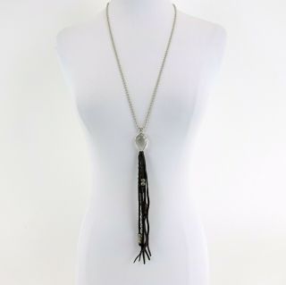 Miranda Lambert Unlabeled Silver - Color Ball Chain Necklace W/ Pendant & Fringe