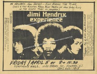 Rare Jimi Hendrix Experience Symphony Hall Newark,  Nj Flyer 1968