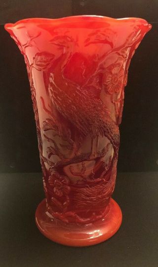 Fenton " Glass ",  Perf Vintage 1930s Vintage " Ruby Red " Mandarin " Slag " Peacock " Vase