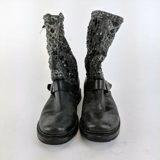 Miranda Lambert FRYE Black Leather Studded Cowboy Boots No Size 3