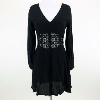 Miranda Lambert Millie Mackintosh Black Lace Waist Long Sleeve Mini Dress Size 8