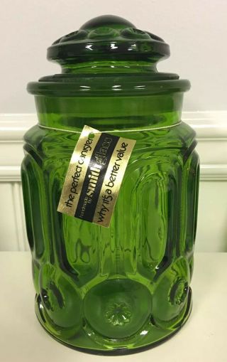 LE Smith Green Moon and Stars 4 - Pc.  Canister Set w/ Lids VINTAGE WITH TAGS 4