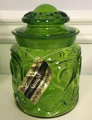 LE Smith Green Moon and Stars 4 - Pc.  Canister Set w/ Lids VINTAGE WITH TAGS 5