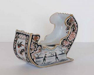 Antique Emile Galle Faience SLED INKWELL Nancy France 5