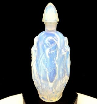 Sabino France Signed Opalescent Art Glass Nymph 6 " Perfume Bottle 1920 - 1930s