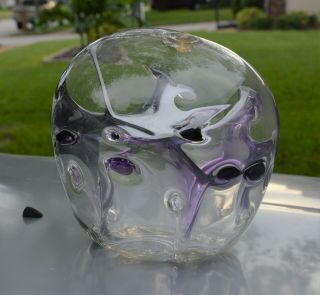Signed Peter Bramhall Studio Art Glass Sculpture Handblown Orb Sphere 1988