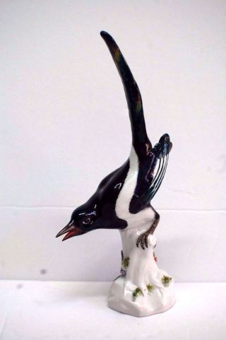 Antique Meissen Magpie Bird Figurine,  Is Big,  Cross Sword Mark Model A286