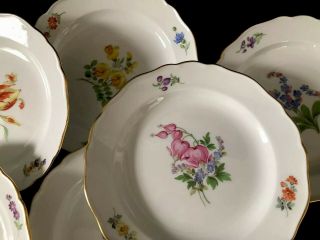 6 Antiques meissen porcelain Plates Flowers 5