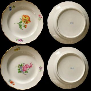 6 Antiques meissen porcelain Plates Flowers 9