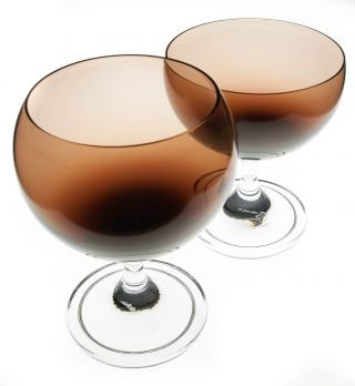 Brown Mcm Glasses,  Fostoria " Sphere " Water & Champagne,  Set Of 15