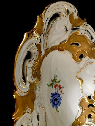 Huge Antique meissen porcelain Rococo Shell Heavy Gold Gilded 4
