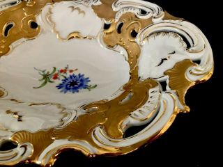 Huge Antique meissen porcelain Rococo Shell Heavy Gold Gilded 5