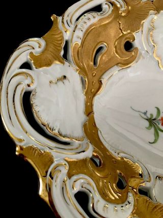 Huge Antique meissen porcelain Rococo Shell Heavy Gold Gilded 8