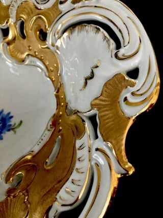 Huge Antique meissen porcelain Rococo Shell Heavy Gold Gilded 9