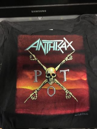 Vintage 1990 Anthrax Persistence Of Time Tour Shirt Size Large