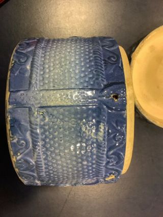 Antique Blue & White EAGLE Stoneware Butter Crock 1900s with lid 7