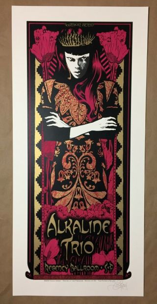 Alkaline Trio Large Show Poster Chuck Sperry 2010 S/n 124/150 Regency Sf 16x35