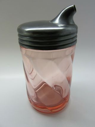 Rare Antique Gorham Pink Depression Glass Sugar Pourer Dispenser Heavy Bottom
