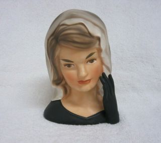 Vintage Inarco Jackie Kennedy In Mourning Head Vase Planter (h19)