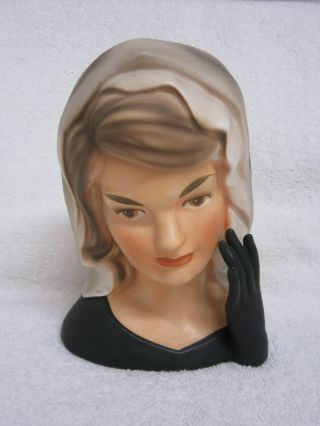 Vintage Inarco Jackie Kennedy in Mourning Head Vase Planter (H19) 2