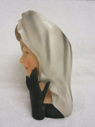 Vintage Inarco Jackie Kennedy in Mourning Head Vase Planter (H19) 3