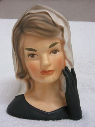 Vintage Inarco Jackie Kennedy in Mourning Head Vase Planter (H19) 7