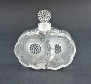 Signed Lalique Deux Flowers Perfume Bottle With Stopper