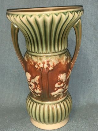 Rare Antique Roseville Pottery Donatello Small Ceramic Handled Vase –