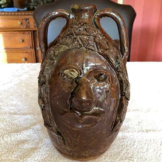 Marie Rogers Double Face Jug Southern Folk Art Primative Pottery Estate Find 2