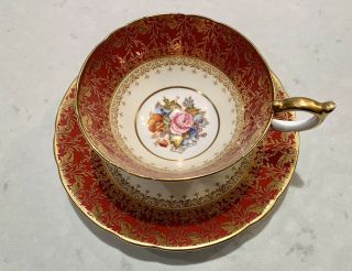 Stunning Aynsley Hand Painted Cabbage Rose Cup & Saucer Signed J.  A.  Bailey,  Gold