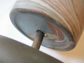 vtg Niloak art pottery blue swirl LAMP antique ceramic mission arts & craft vase 3
