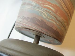 vtg Niloak art pottery blue swirl LAMP antique ceramic mission arts & craft vase 4