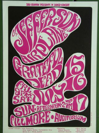 Bg - 17 Jefferson Airplane Grateful Dead•official Fillmore Poster 3rd Printing