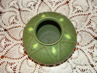 Arts and Clay Jemerick Pottery Matte Green Vase With Yellow Buds 5 and 1/4 Inche 2