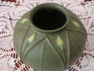 Arts and Clay Jemerick Pottery Matte Green Vase With Yellow Buds 5 and 1/4 Inche 3