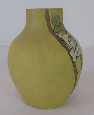 Antique Weller Pottery Arts and Crafts Vase Etched Matt Rose Design 6.  5” Tall 2
