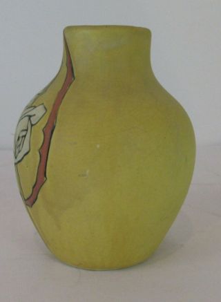 Antique Weller Pottery Arts and Crafts Vase Etched Matt Rose Design 6.  5” Tall 4