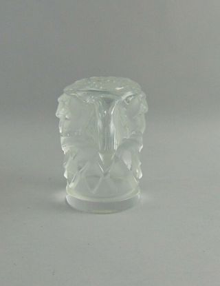 Lalique Crystal Eagle Head Tete d ' Aigle Car Mascot Paperweight Signed 2