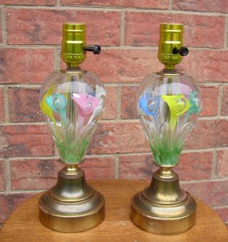 Vintage Colorful Art Glass Lamps Trumpet Floral Paperweight St Clair ?