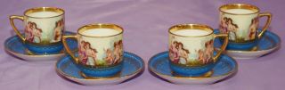 4 Tiny Royal Vienna Ackermann Fritze Beehive Coffee Tea Cup Teacup And & Saucer 2